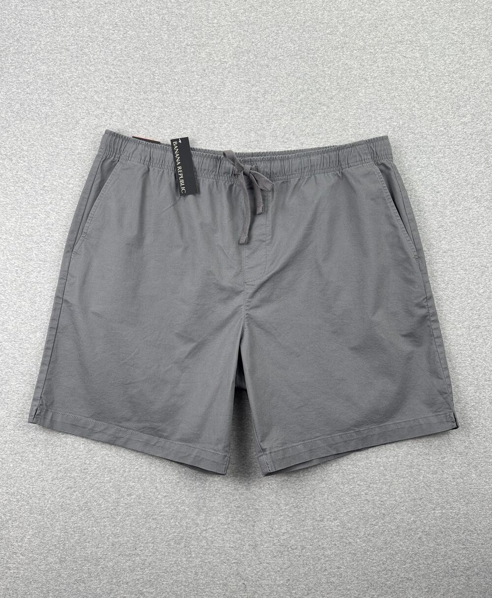 NWT Banana Republic Mens XXL Pull-On Shorts Gray Stretch Cotton Twill Relaxed